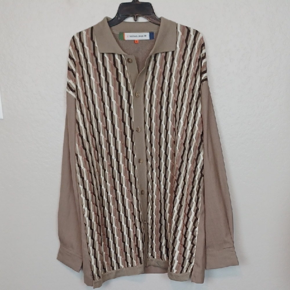 Vintage Michael Irvin 88 Cable Knit Button Down Shirt XL